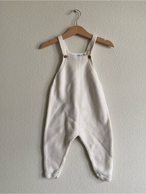 Zara Baby Cream 100% Cotton Knit Overalls